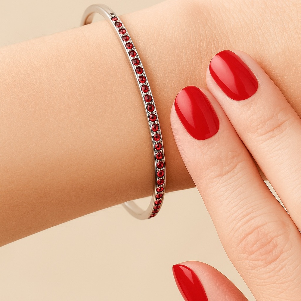 Lauren Conrad Silver/Red Crystal Bangle